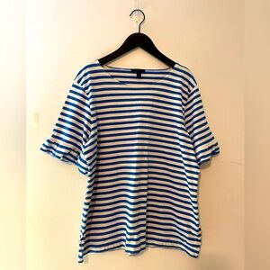 J. Crew Blue and White Boxy Short Sleeve T-Shirt